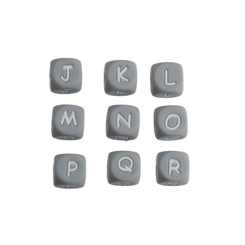 Wholesale 10pcs Silicone Food Grade Teething Diy Bracelet Multi-sided Pacifier Teething English Letter Beads